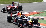 Гран При Италии 2012 г. Воскресенье 9 сентября гонка Себастьян Феттель Red Bull Racing и Фернандо Алонсо Scuderia Ferrari
