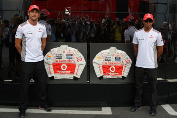 Гран При Италии 2012 г. Пятница 7 сентября вторая практика Дженсон Баттон и Льюис Хэмилтон Vodafone McLaren Mercedes