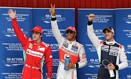 Гран При Испании  2012 г суббота 12 мая квалификация Фернандо Алонсо Scuderia Ferrari, Льюис Хэмилтон Vodafone McLaren Mercedes и Пастор Мальдонадо Williams F1 Team