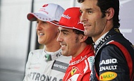 Гран При Великобритании  2012 г Суббота 7 июля квалификация  Михаэль Шумахер Mercedes AMG Petronas, Фернандо Алонсо Scuderia Ferrari и Марк Уэббер Red Bull Racing