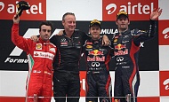 Гран При Индии  2012 г. Воскресенье 28 октября гонка Фернандо Алонсо Scuderia Ferrari, Победитель гонки  Себастьян Феттель и Марк Уэббер Red Bull Racing