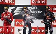 Гран При Индии  2012 г. Воскресенье 28 октября гонка Фернандо Алонсо Scuderia Ferrari, Победитель гонки  Себастьян Феттель и Марк Уэббер  Red Bull Racing