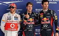 Гран При  Индии 2012 г. Суббота 27 октября квалификация Льюис Хэмилтон Vodafone McLaren Mercedes, Себастьян Феттель и Марк Уэббер  Red Bull Racing