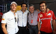 Гран При Италии 2012 г. Суббота 8 сентября квалификация Дани Клос, Педро де ла Роса HRT F1 TEAM и Фернандо Алонсо Scuderia Ferrari