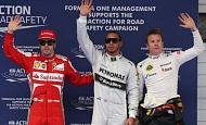 Гран При Китая 2013г. Суббота 13 апреля квалификация  Фернандо Алонсо Scuderia Ferrari, Льюис Хэмилтон Mercedes AMG Petronas и Кими Райкконен Lotus F1 Team